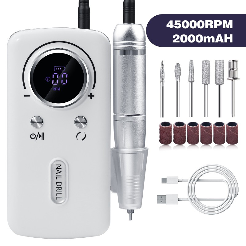 Nail Drill Manufacturer - Professional 45000RPM Rechargeable with Bits Kit High-Speed for Nail Art