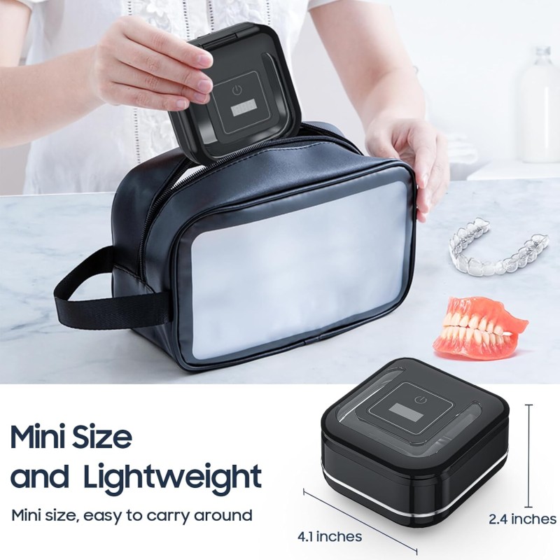 Ultrasonic Retainer Cleaner Manufacturer - 42000Hz Portable for Denture Mouth Guard Black