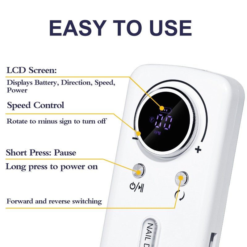 Nail Drill Manufacturer - Professional 45000RPM Rechargeable with Bits Kit High-Speed for Nail Art