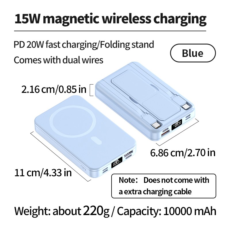 Wireless Power Bank - 10000mAh Fast Charging