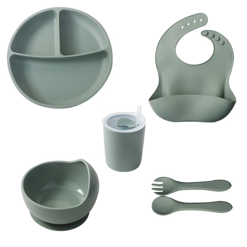 Silicone Baby Feeding Set Manufacturer - Manufacturer Wholesale BPA Free Fork Spoon Cup Bowl Plate Bibs