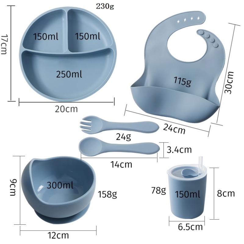 Silicone Baby Feeding Set Manufacturer - Manufacturer Wholesale BPA Free Fork Spoon Cup Bowl Plate Bibs