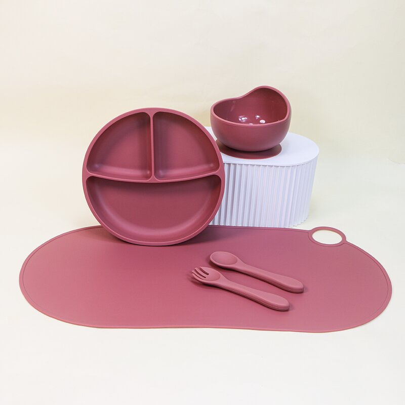 Silicone Placemat Set Manufacturer - Food Grade Suction Bowl Plate Spoon Fork Place Mat for Kids