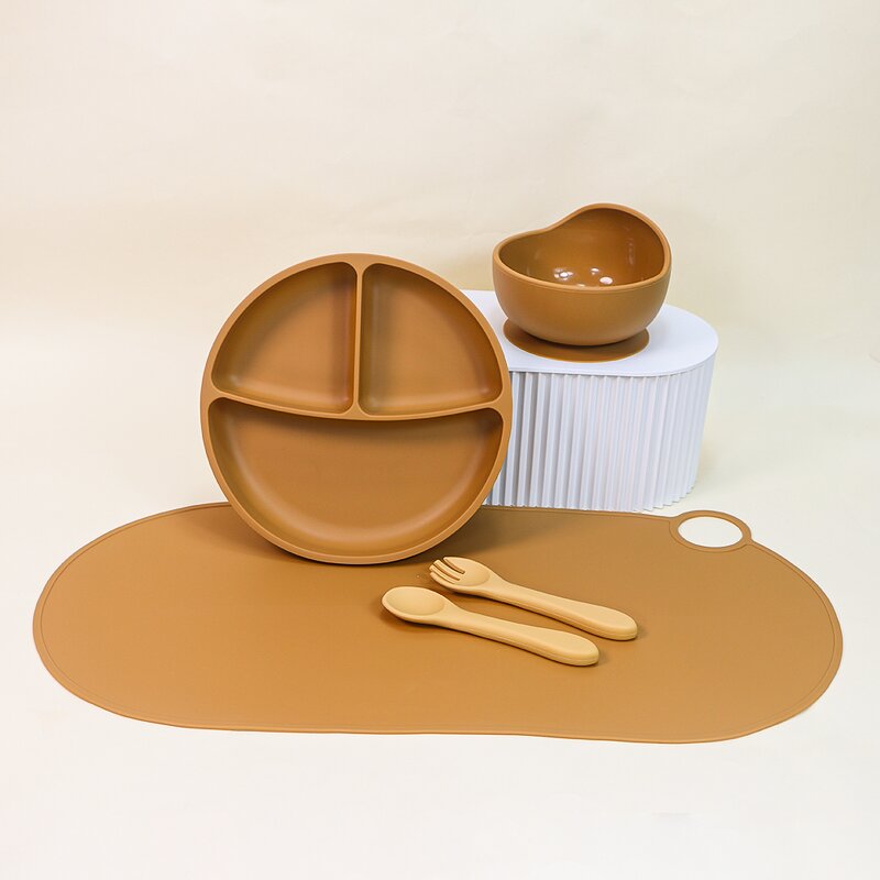 Silicone Placemat Set Manufacturer - Food Grade Suction Bowl Plate Spoon Fork Place Mat for Kids