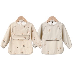 Baby Dribble Bibs Manufacturer - Manufacturer's Hot Sale Eco-Friendly PU High Quality Short Sleeve Apron Snap Button