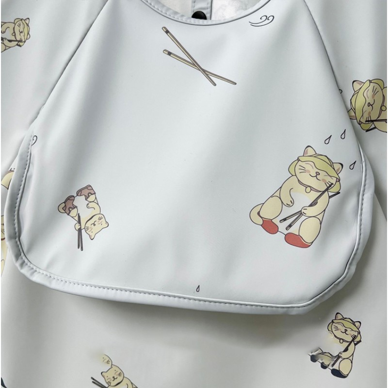 Baby Feeding Apron Manufacturer - Wholesale New Arrival Eco Friendly Waterproof Long Sleeved Smock Bib with Pocket