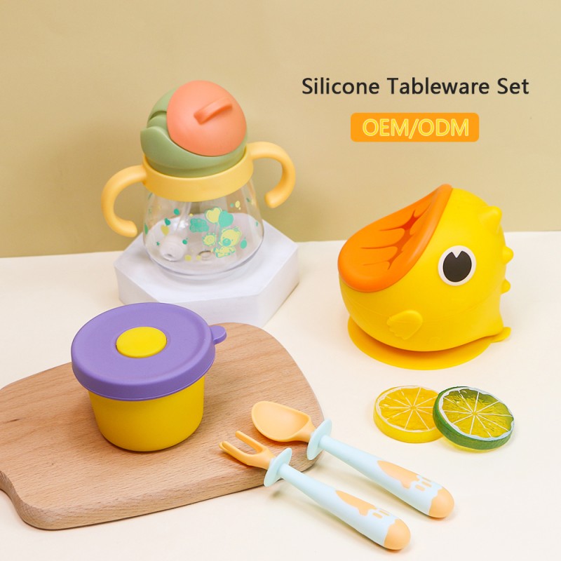 Baby Tableware Set Manufacturer - Anti Spill Dinosaur Suction Bowl Spoon Fork Dinner Set for Kids