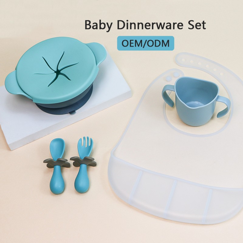 Kids Feeding Products Manufacturer - Biboo OEM/ODM BPA Free PP Plastic Snack Cup Bowl Bib Set
