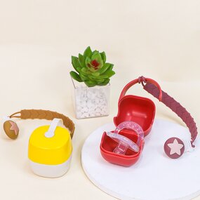 Pacifier Clips Holder Manufacturer - Portable BPA Free Silicone Teether Soother Box Case Chain Clip