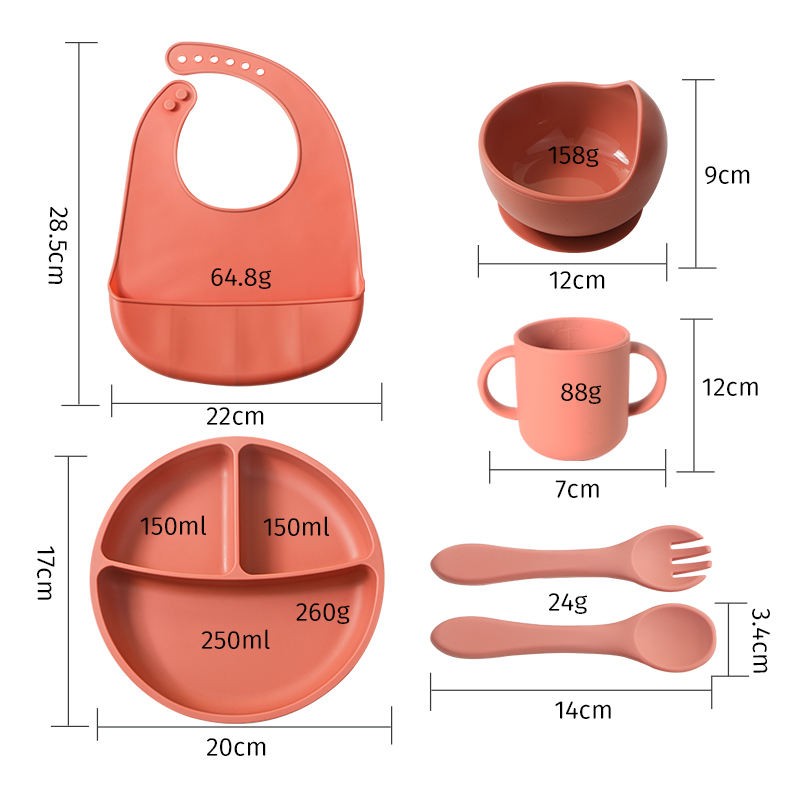 Silicone Kids Tableware Manufacturer - Custom Suction Bowl Bib Spoon Fork Plate Set