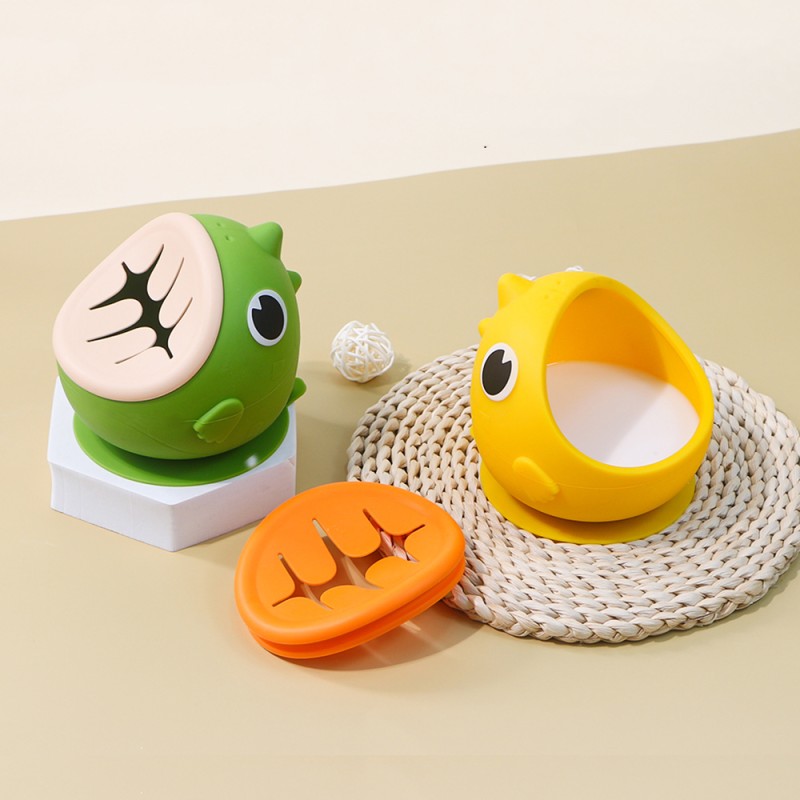 Silicone Dinosaur Bowl Manufacturer - Wholesale Folding Food Snacks Suction Feeding Bowl Tableware Set