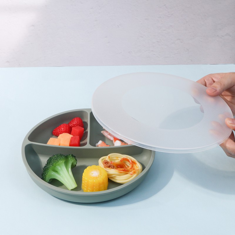 Silicone Baby Plate Set Manufacturer - Manufacturer Wholesale BPA Free Divided Suction with Lid