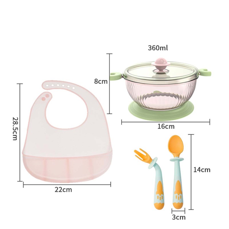 Silicone Tableware Set Manufacturer - Customizable Food-Grade Washable Bib and Snack Bowls for Baby
