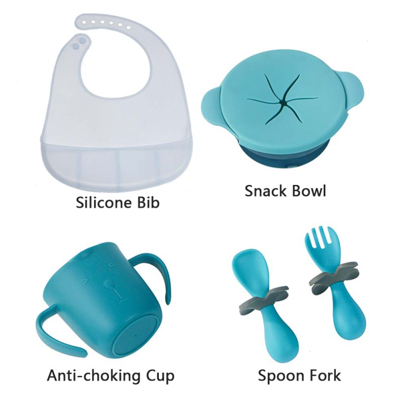 Kids Feeding Products Manufacturer - Biboo OEM/ODM BPA Free PP Plastic Snack Cup Bowl Bib Set