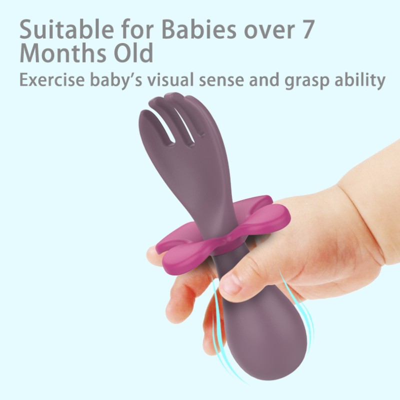 Silicone Spoon Set Manufacturer - Hot Sales Eco Friendly Children Pre Toddler Utensils Kids Cutlery Spoon Fork
