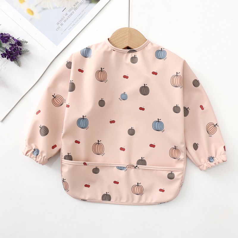 Baby Coverall Apron Manufacturer - Customized Waterproof PU Smock Clothing Long Sleeve Eating Cloth Feeding Drool Bib
