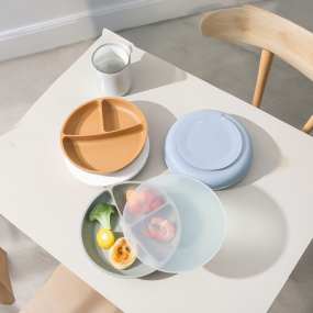 Silicone Baby Plate Set Manufacturer - Manufacturer Wholesale BPA Free Divided Suction with Lid