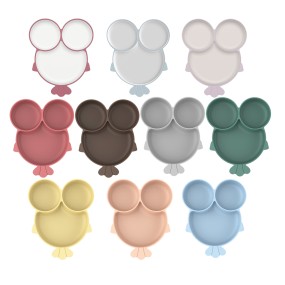 Toddler Diningware Set Manufacturer - Silicone Divided Suction Plate with Spoon Fork Pre-Training