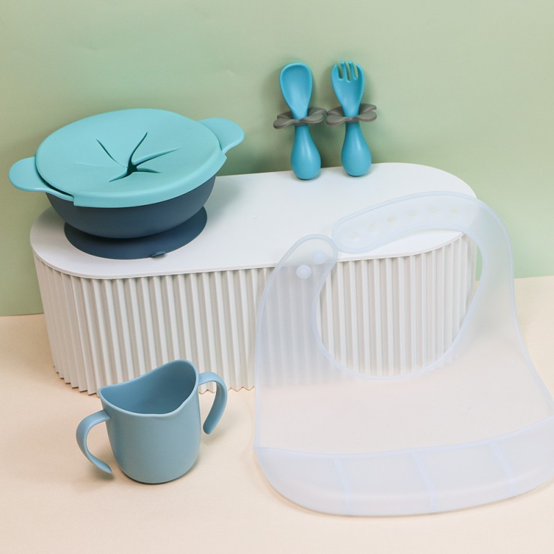 Kids Feeding Products Manufacturer - Biboo OEM/ODM BPA Free PP Plastic Snack Cup Bowl Bib Set