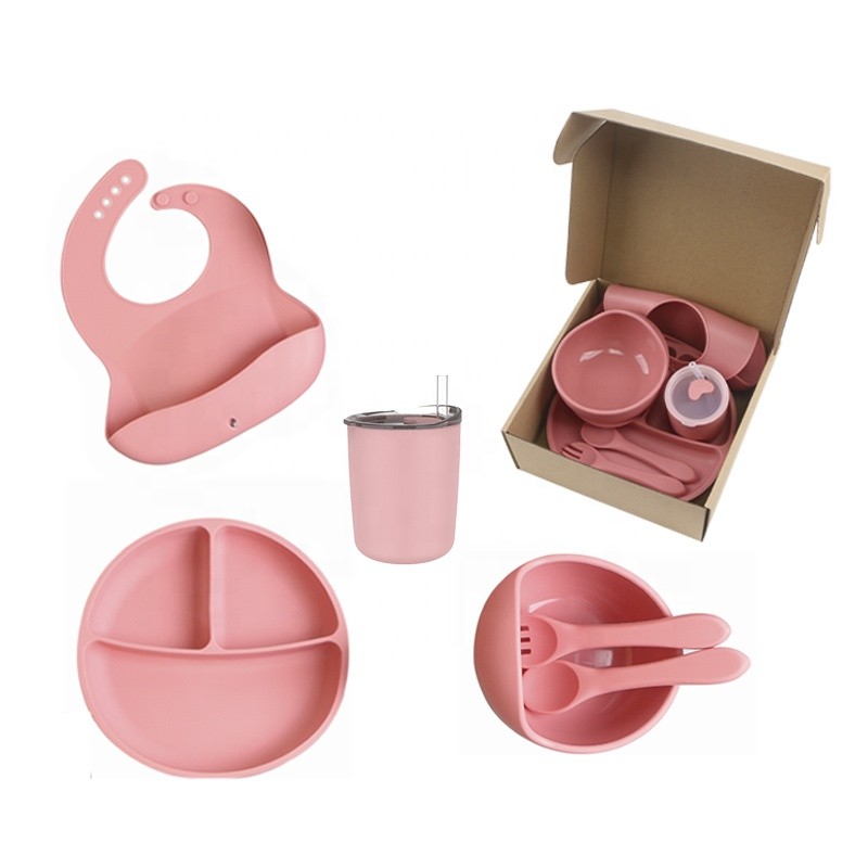 Silicone Baby Feeding Set Manufacturer - Wholesale Cute Kid Food Suction Plate Bibs Dinnerware