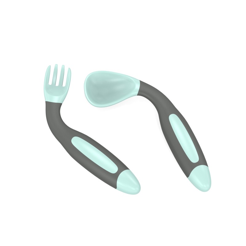 Baby Tableware Set Manufacturer - Children's Stainless Steel and Silicone Fork Set for Feeding Training