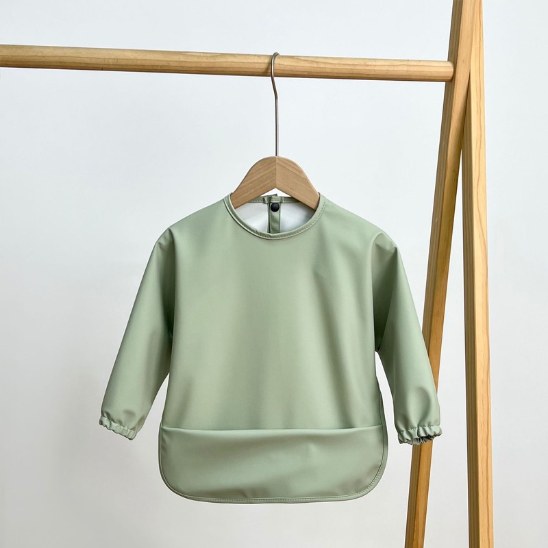 Toddler Feeding Apron Manufacturer - Custom New PU Waterproof Long Sleeves Smock Overalls Smocked Children Clothing