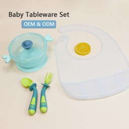 Silicone Tableware Set Manufacturer - Customizable Food-Grade Washable Bib and Snack Bowls for Baby