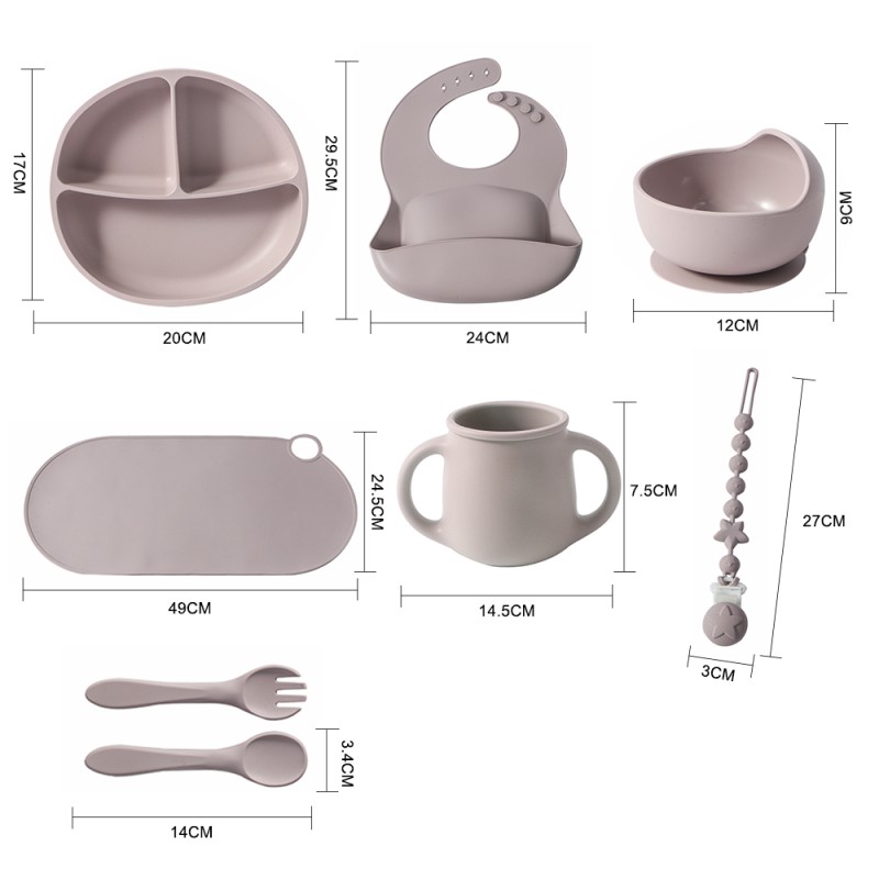 Silicone Kids Tableware Manufacturer - Custom Suction Bowl Bib Spoon Fork Plate Set
