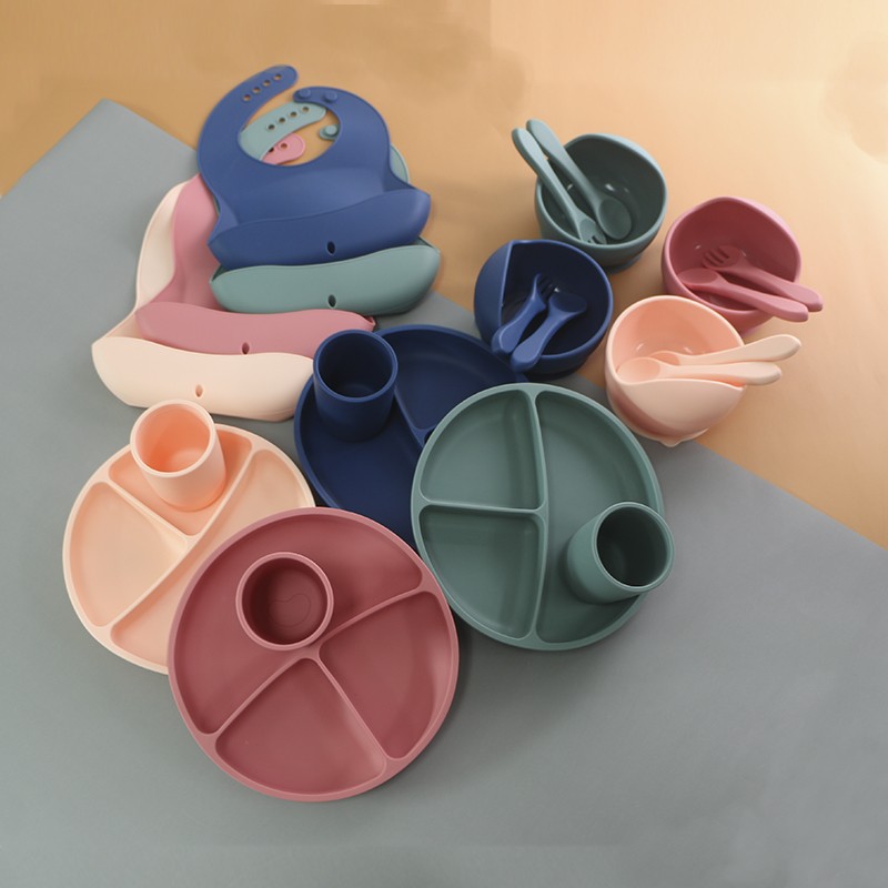 Silicone Suction Dish Manufacturer - OEM for Toddlers Deep Split Tray Five Tableware Dining Set