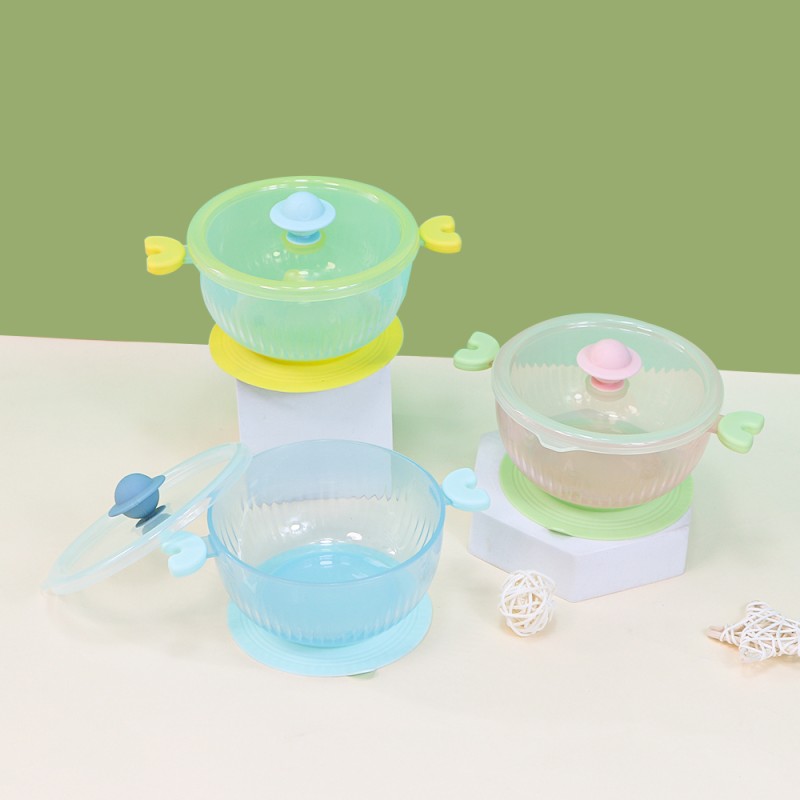 Kids Food Bowl Manufacturer - Anti Spill PP Plastic Transparent School Lunch Suction Bowl for Children