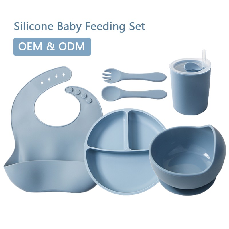 Silicone Baby Feeding Set Manufacturer - Manufacturer Wholesale BPA Free Fork Spoon Cup Bowl Plate Bibs