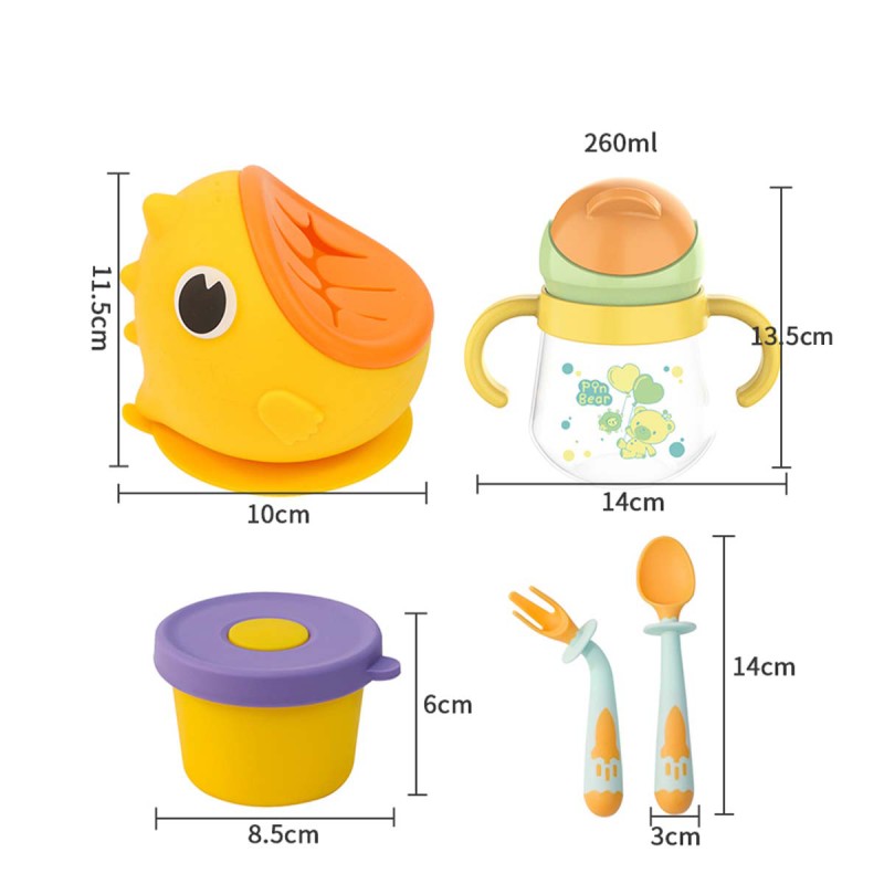 Baby Tableware Set Manufacturer - Anti Spill Dinosaur Suction Bowl Spoon Fork Dinner Set for Kids