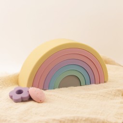 Silicone Stacking Toy Manufacturer - Custom New Arrival Soft Toddler Rainbow Nesting Blocks Toys