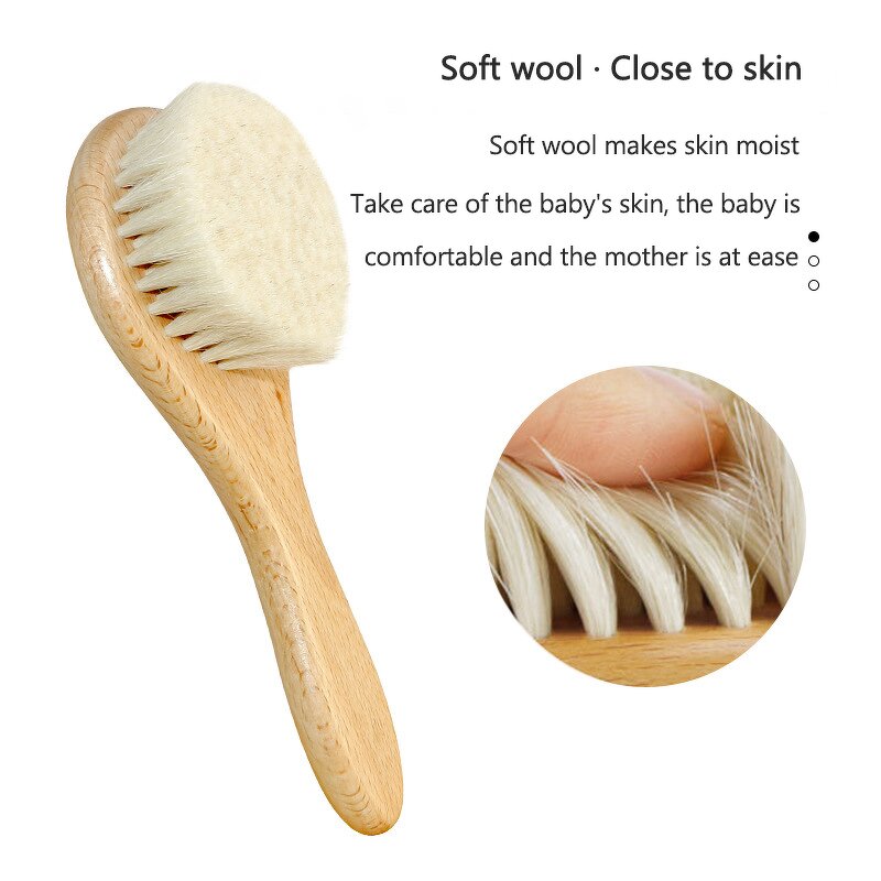 Baby Bath Hair Comb Set Manufacturer - Manufacturer Wholesale Healthcare Wool Brush Kit Soft Wooden