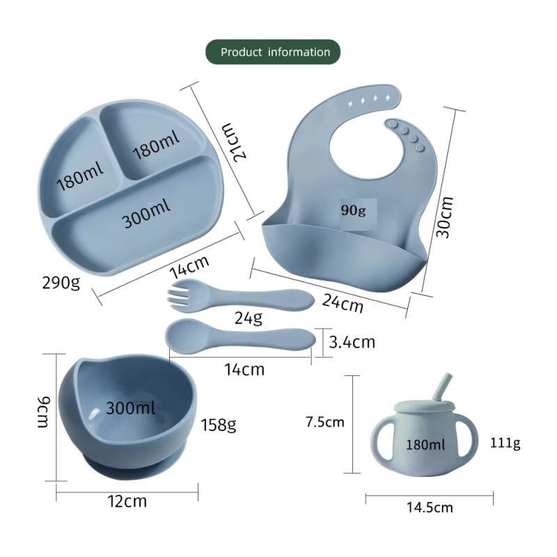 Silicone Baby Feeding Set Manufacturer - Suction Plate Bowl Cup Bibs Dinnerware for Kids Baby
