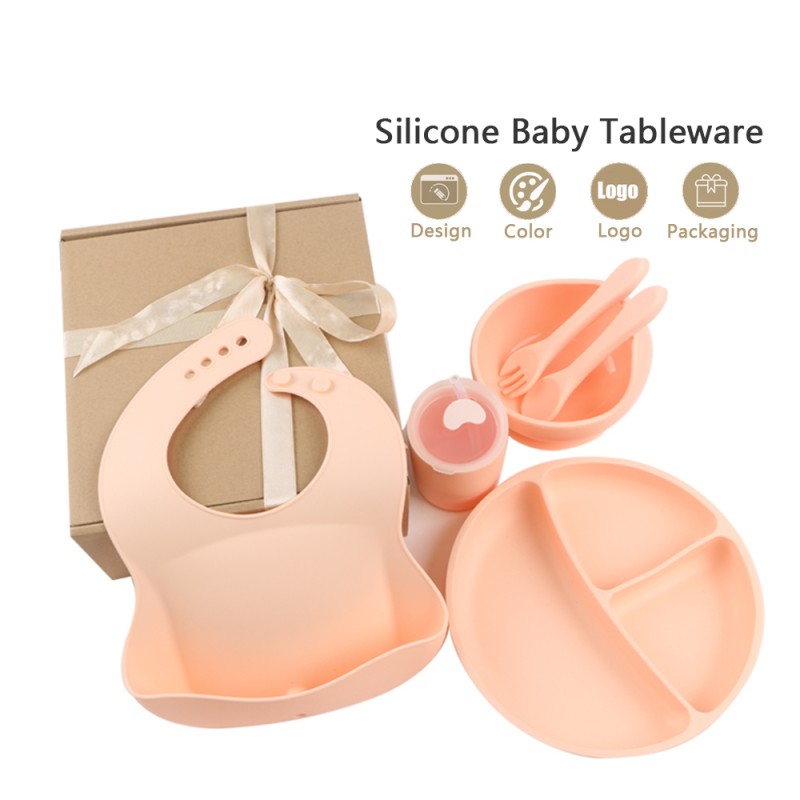 Silicone Suction Dish Manufacturer - OEM for Toddlers Deep Split Tray Five Tableware Dining Set