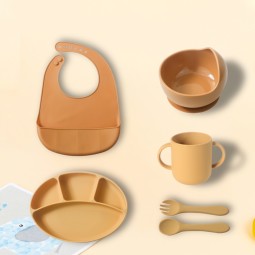Silicone Baby Bowl Set Manufacturer - Wholesale Suction Plate Training Cup Spoon Fork Bibs