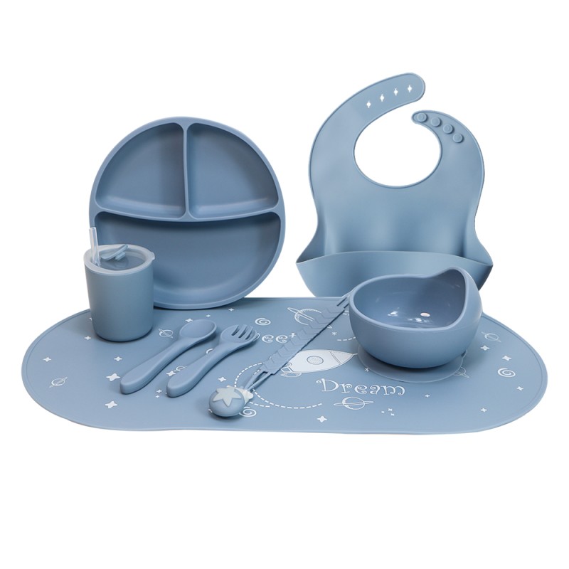 Silicone Kids Tableware Manufacturer - Custom Suction Bowl Bib Spoon Fork Plate Set
