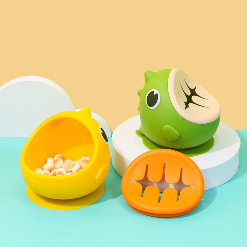 Silicone Dinosaur Bowl Manufacturer - Wholesale Folding Food Snacks Suction Feeding Bowl Tableware Set