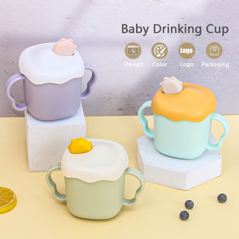 Baby Sippy Cups Manufacturer - New Sublimation Silicone PP Water Milk Training Cups with Lids Straws