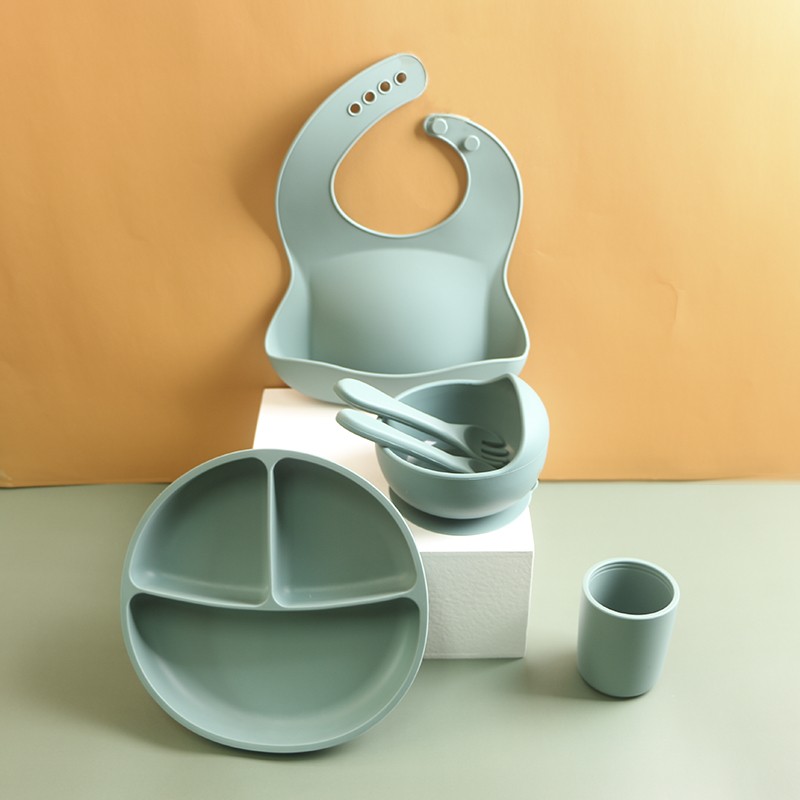 Silicone Suction Dish Manufacturer - OEM for Toddlers Deep Split Tray Five Tableware Dining Set