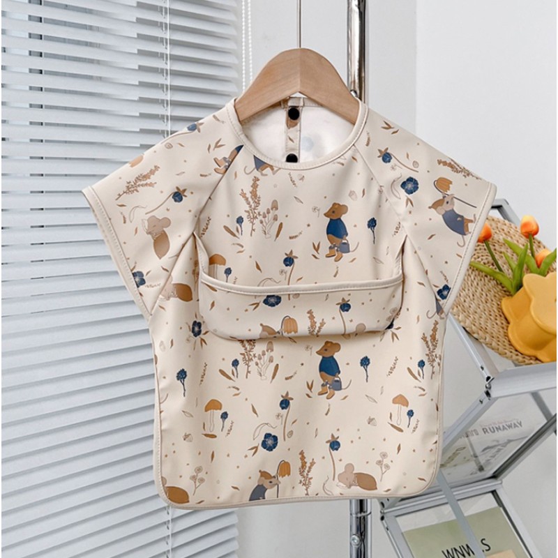 Baby Feeding Apron Manufacturer - Wholesale New Arrival Eco Friendly Waterproof Long Sleeved Smock Bib with Pocket