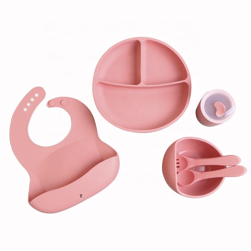 Silicone Baby Feeding Set Manufacturer - Wholesale Cute Kid Food Suction Plate Bibs Dinnerware