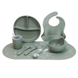 Baby Dinnerware Set Manufacturer - New 8 Pcs Silicone Suction Plate Bowl Spoon Fork Bib Set