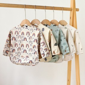 Baby Coverall Apron Manufacturer - Customized Waterproof PU Smock Clothing Long Sleeve Eating Cloth Feeding Drool Bib