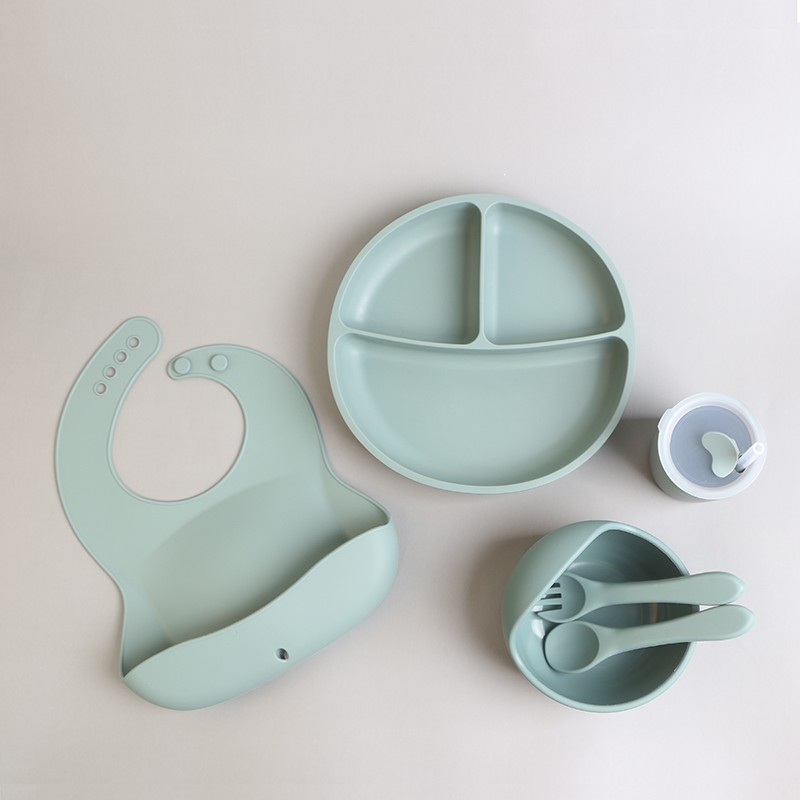 Silicone Suction Dish Manufacturer - OEM for Toddlers Deep Split Tray Five Tableware Dining Set