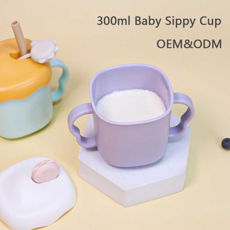 Baby Sippy Cups Manufacturer - New Sublimation Silicone PP Water Milk Training Cups with Lids Straws