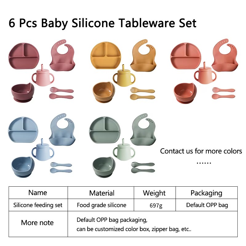 Silicone Baby Feeding Set Manufacturer - Suction Plate Bowl Cup Bibs Dinnerware for Kids Baby
