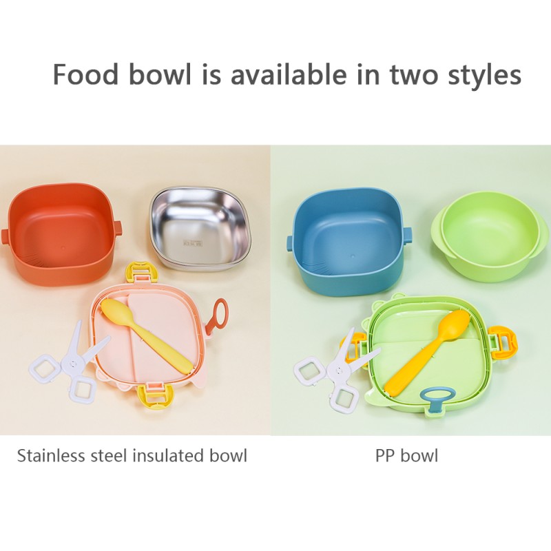 Bento Lunch Box Manufacturer - Customized BPA Free PP Plastic Portable Stainless Bowl with Spoon Scissor