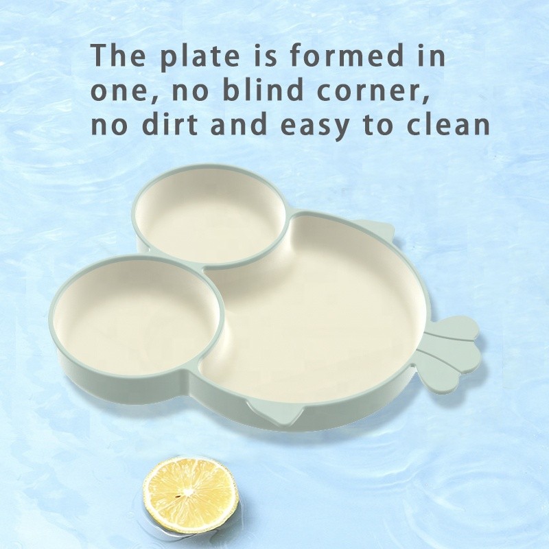 Toddler Diningware Set Manufacturer - Silicone Divided Suction Plate with Spoon Fork Pre-Training